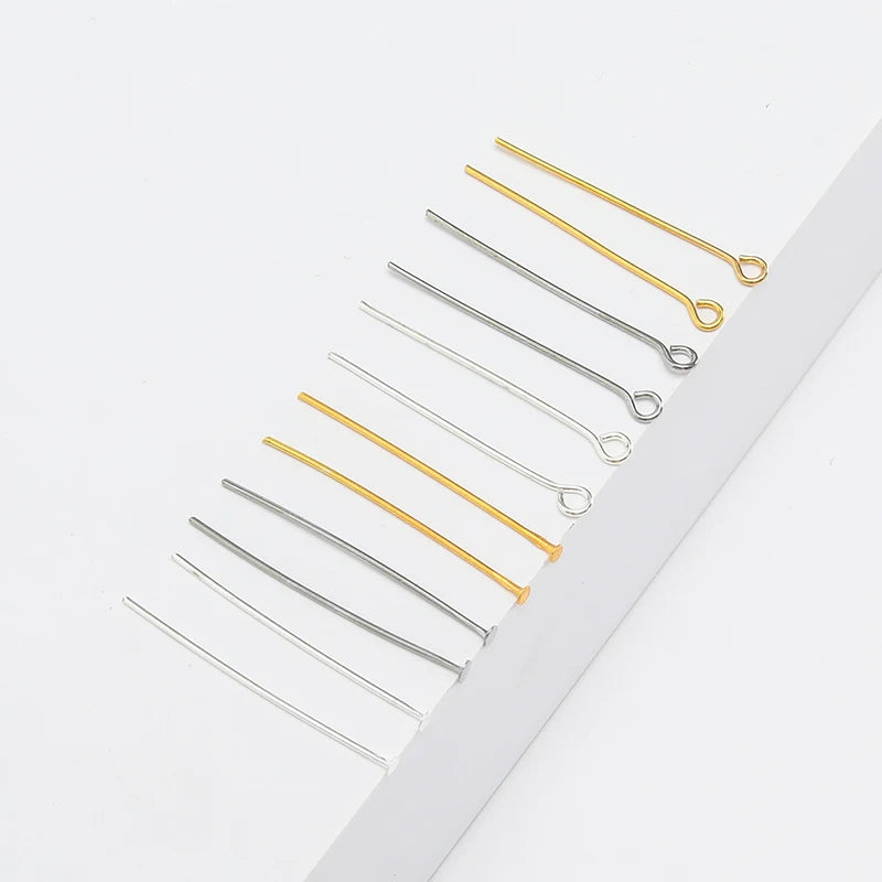 100PCS 2inches (50mm) Copper Flat Head Pins Open Eye Pins For Jewelry Making Basics Findings Accessories