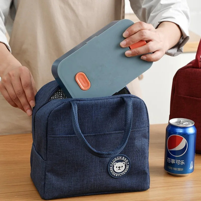 Insulated Lunch Bag Oxford Cloth Lunch Bag Insulated Lunch Box Bag with Leakproof Aluminium Foil Lining Mouth Zipper for Commute