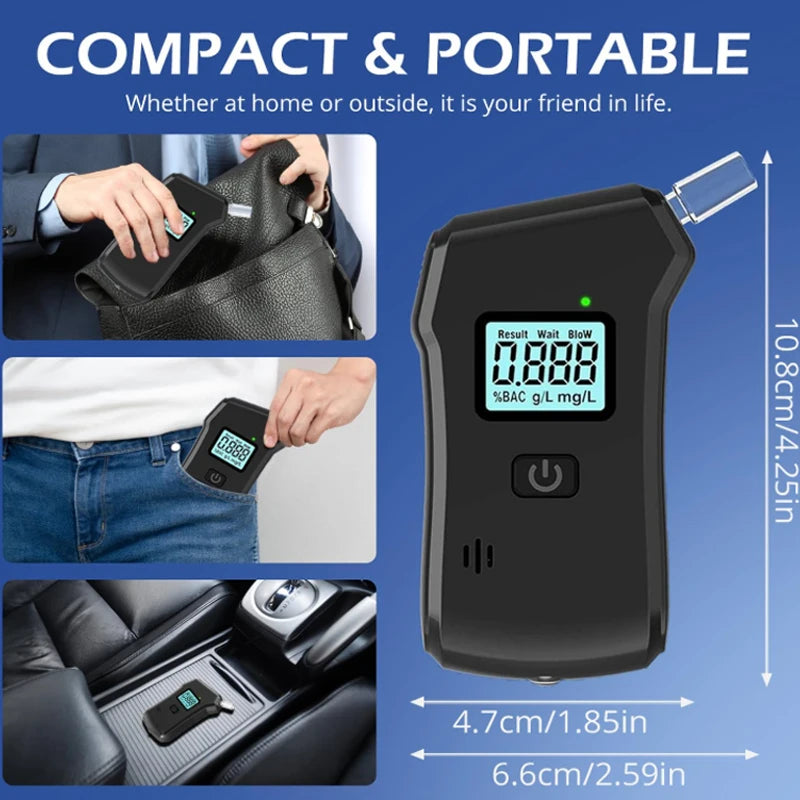 Breathalyzer, Upgraded Portable Professional High-Accuracy Breathalyzers for Alcohol with LCD Digital Display with 5 Mouthpieces