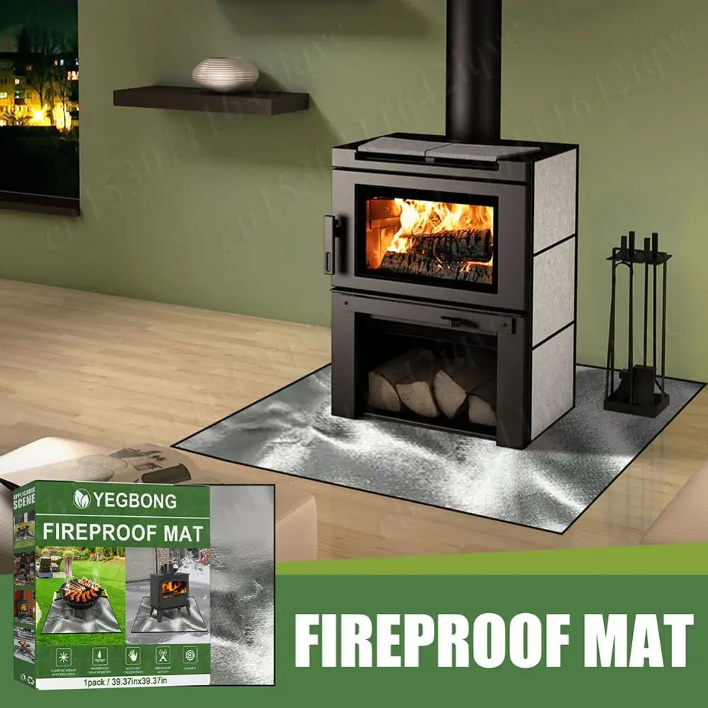 100*100cm Fireproof Mat Heat Resistant Griddle BBQ Square Fire Pit Mat Fire Retardant Base Pad for Grass Outdoor Garden Patio