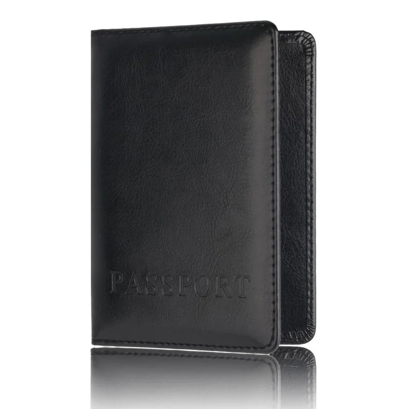 Unisex PU Leather Passport Holder - Travel Document Case with Multi-Card Slots, Simple Protective Cover for Men & Women