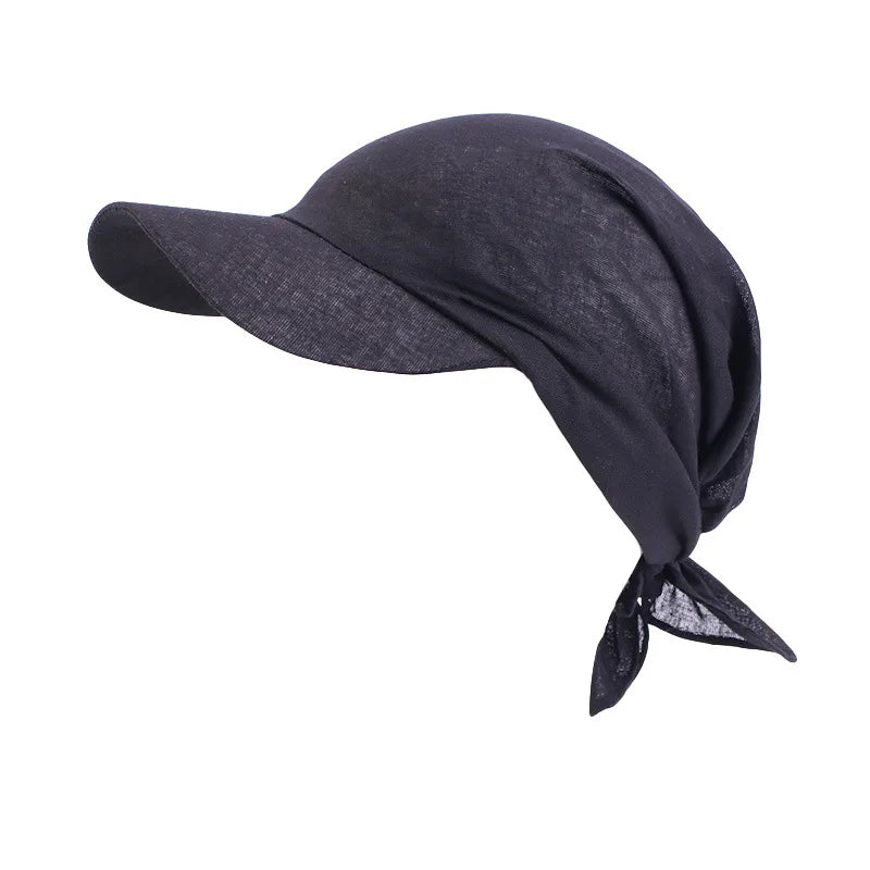 Summer Bandana Breathable UV Protection Cycling Turban With Brim Men Women Outdoor Sunscreen Fishing Headscarf Beach Sun Hat