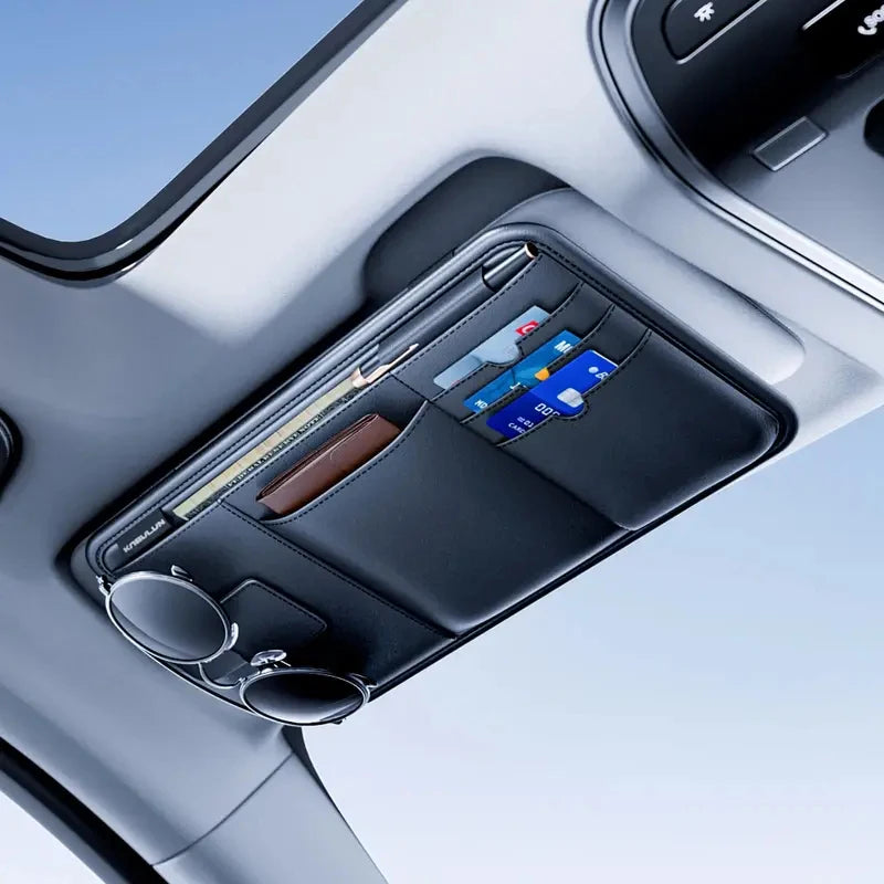 Universal Car Sun Visor Storage Pouch Multi-Slot Vehicle Visor Wallet Card Phone Sunglasses Holder