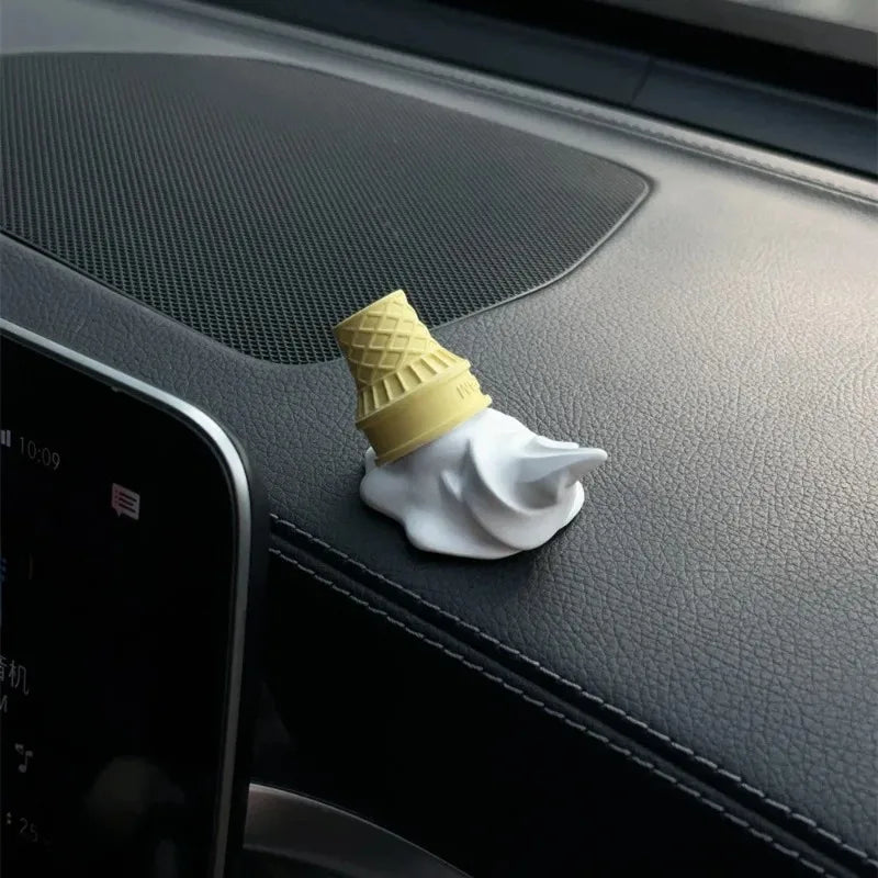 1pcs Car Decorative Accessories: Ice Cream Cone Hanging Ornament for Cars and Electric Vehicles - Creative Decorative Item