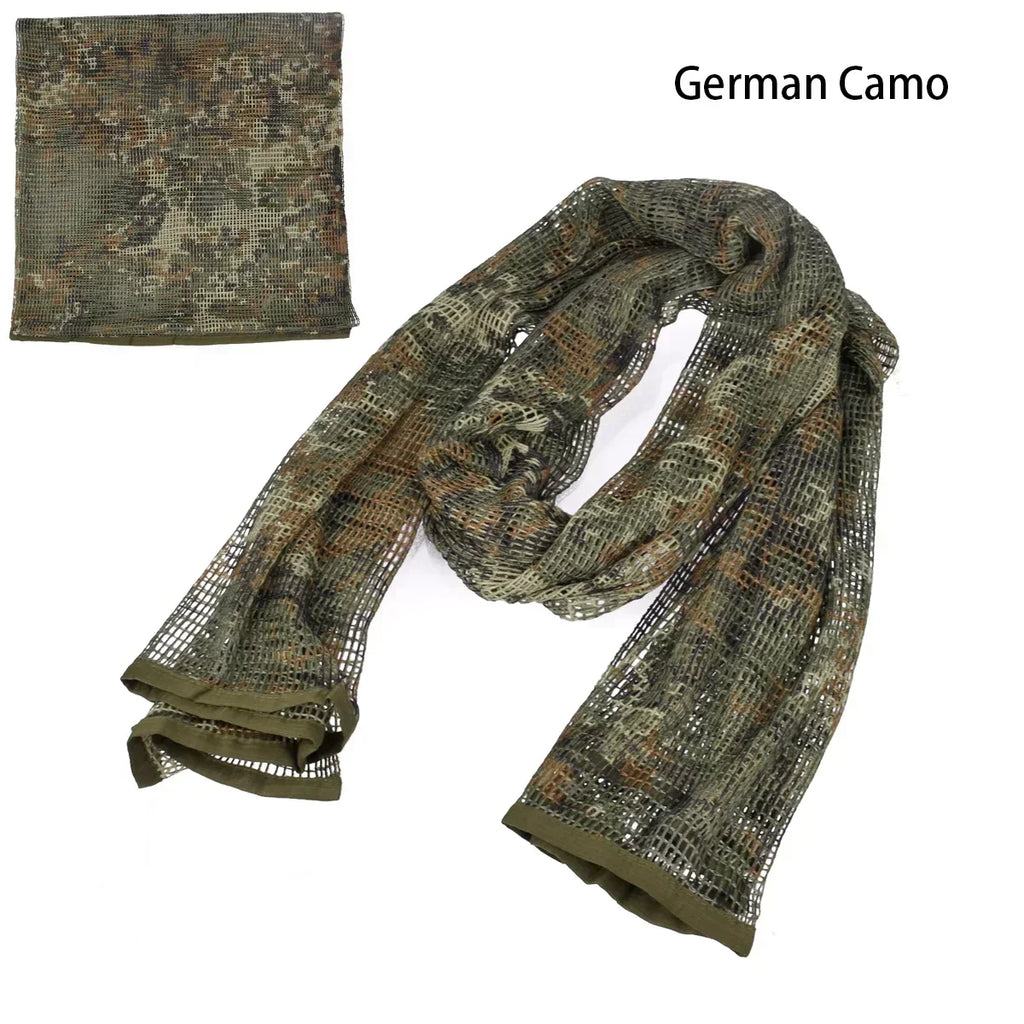 Camouflage Netting Scarf Sniper Veil Camo Mesh Face Scarf Veil Shemagh Head Wrap for Outdoor Camping Hiking Hunting Scarves