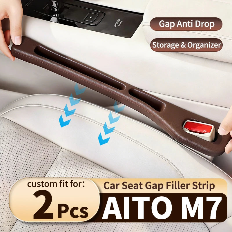 Car Gap Filler Strip For AITO M7 Car Seat Anti-Leak Strip Prevents Phone Dropping Side Gap Storage Space-Saving Plug & Play 2pcs