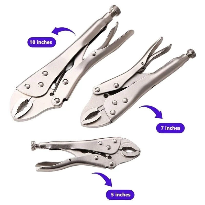 Powerful Locking Pliers,5/7/10" Curved Jaw Pliers,C- type Heavy-duty Pressure Pliers,Idustrial Fixed Circular Mouth Force Wrench
