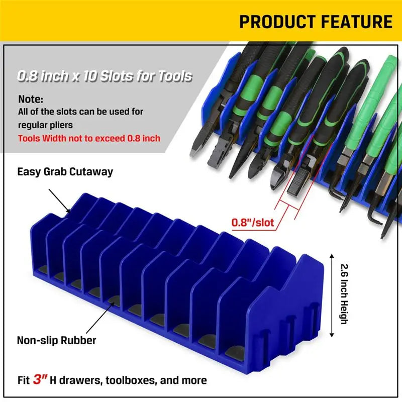 AEE2-Plier Organizer Rack, 10-Slot Pliers Cutters Organizer Rack ,Tool Organizer, Tool Drawer Toolbox Organizer