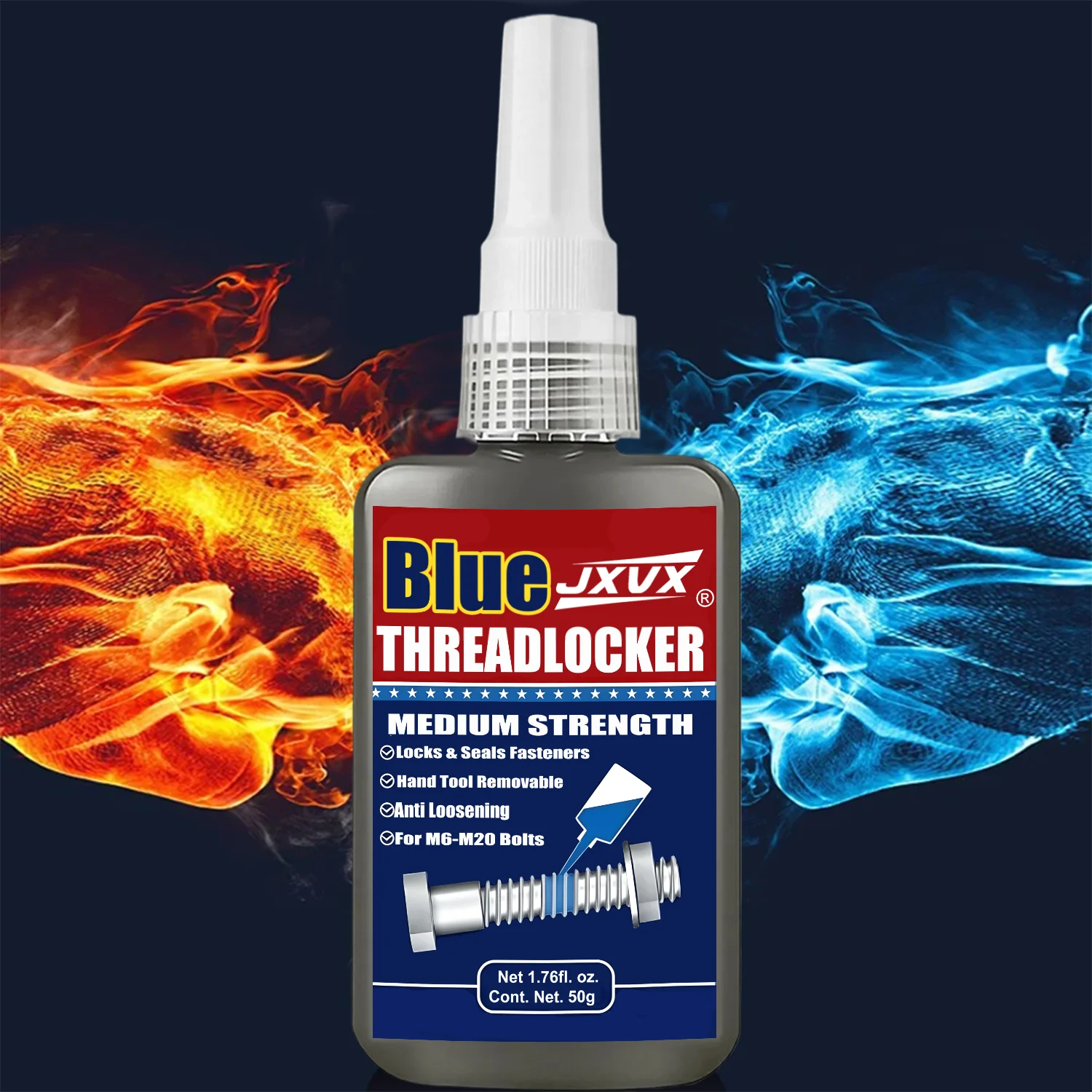 50ml Thread Locker High Temperature Medium Strength Anti-Loosening Thread Blue Screw Glue Quickly Cured Epoxy Thread Locking Agent Anaerobic Adhesive  Corrosion-Resistant Automotive Grade.