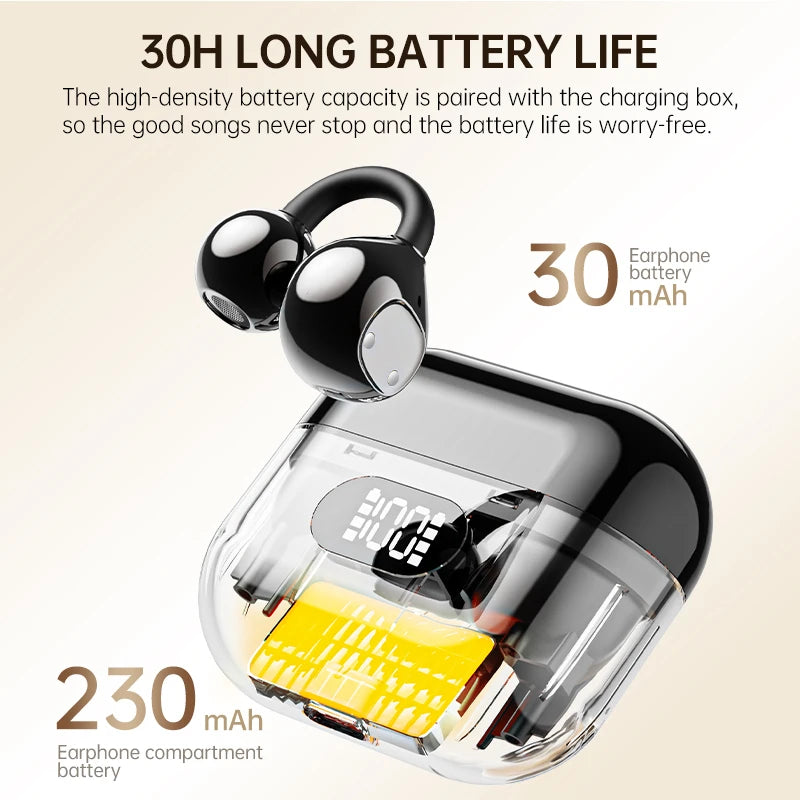 X62 Smart TWS Ear Clip Bluetooth Headphones Digital Display 150 Language Translation 30H Battery Open Ear Design for Sports 2026
