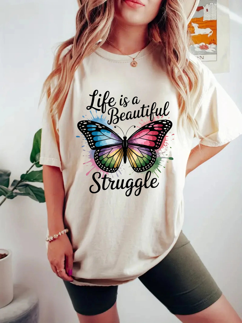 Women's plus size vest Life Is A Beautiful Struggle Suitable for sports and daily wear womens clothes summer casual shirts