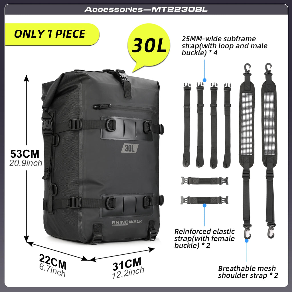 Rhinowalk Motorcycle Backpack Waterproof Bag 8L 15L 30L Motorbike Tail Bag Universal Outdoor Pannier Saddle Bag Accessories
