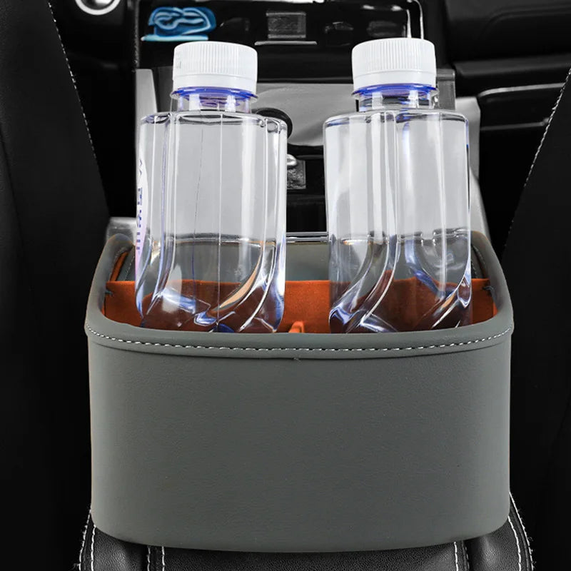 Center Console PU LeatherCup Holder,Car Front Seat Organizer with Compartment Universal Car Armrest Storage Box with Tissue Slot