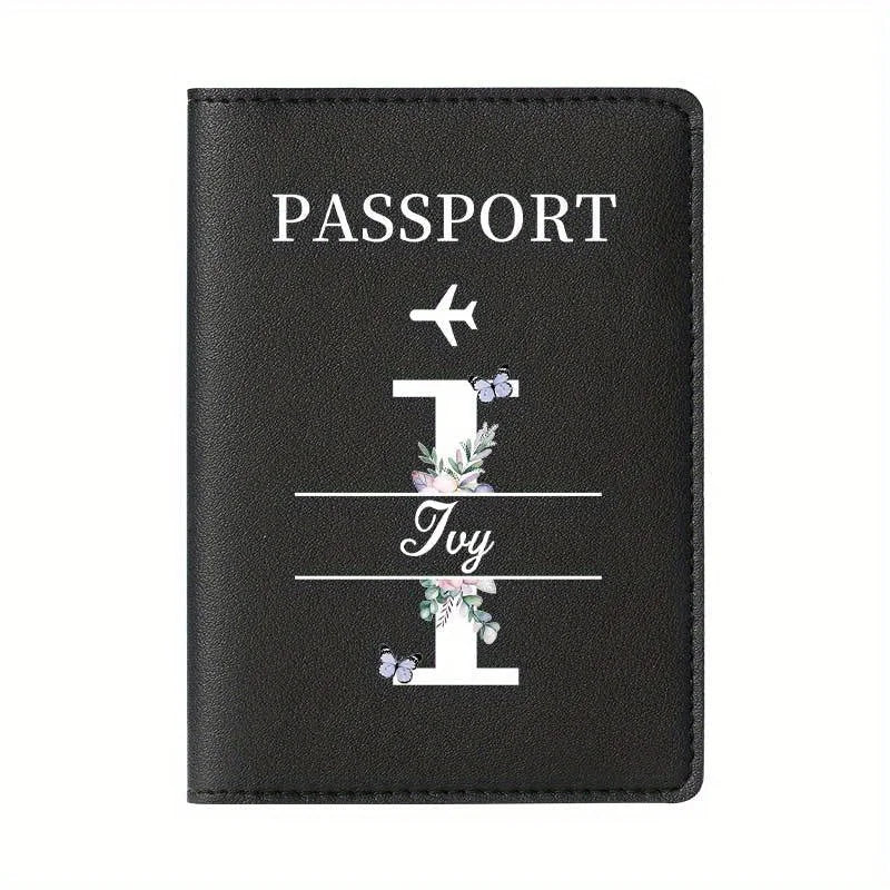 Personalized Custom Black Passport Holder with Custom Name - 26 Letters and Surname. Fashionable Foldable Travel Accessory
