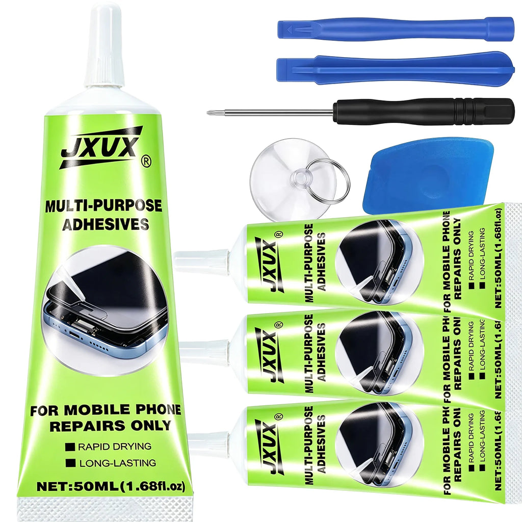 High-Viscosity Adhesive (50g Phone Repair Glue) – Waterproof, Transparent, Multi-Purpose Resin Glue – Includes Repair Tools
