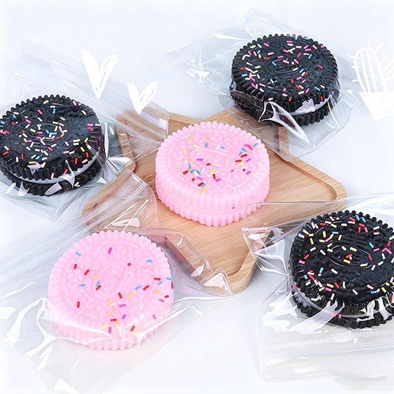 Squishy Simulation Oreo Stress Ball Squeeze Toys Creative Cookie Super Soft Fidget Toy ASMR Sensory Anti Stress Toys for Adults