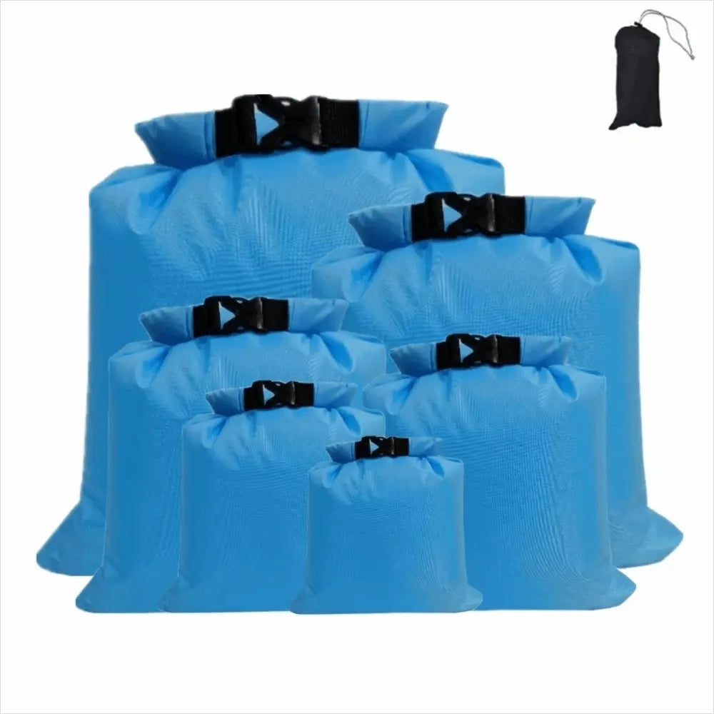 6 Pcs/Set Polyester Taffeta Outdoor Waterproof Storage Bags Lightweight Multi-Size Waterproof Storage Bags Waterproof Dry Bags