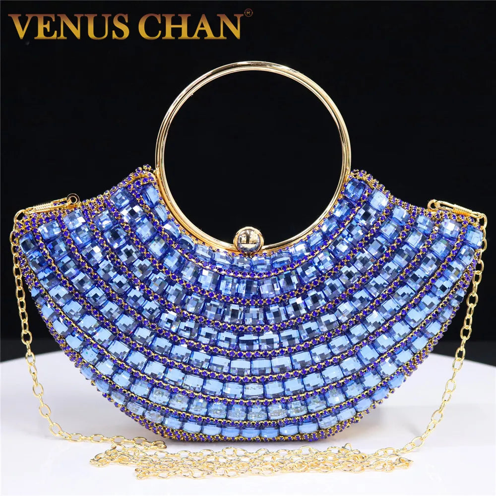 Women's Handle Rhinestones Evening Clutch Bags Shoulder Chain Full Diamond Design Party Women's Wallet Wedding Handbag