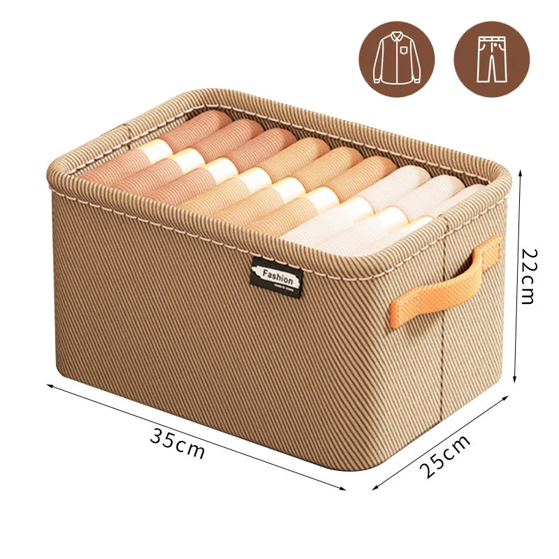 Steel Frame Clothes Storage Box Foldable Fabric Wardrobe Organizer Open Top Drawer Bin for Sweaters Pants Closet Organization