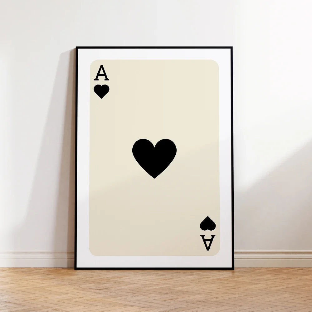 Trendy Retro Aesthetic Green Pink Black Ace Card Lucky You Funny Art Wall Art Canvas Painting Posters For Living Room Home De