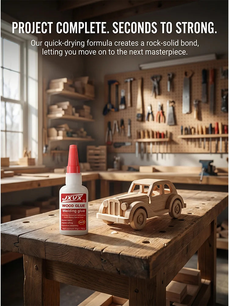 Fast-Drying Wood Glue, 50 G. Heat-Resistant and Waterproof Adhesive for Furniture, Home Repairs and Crafts