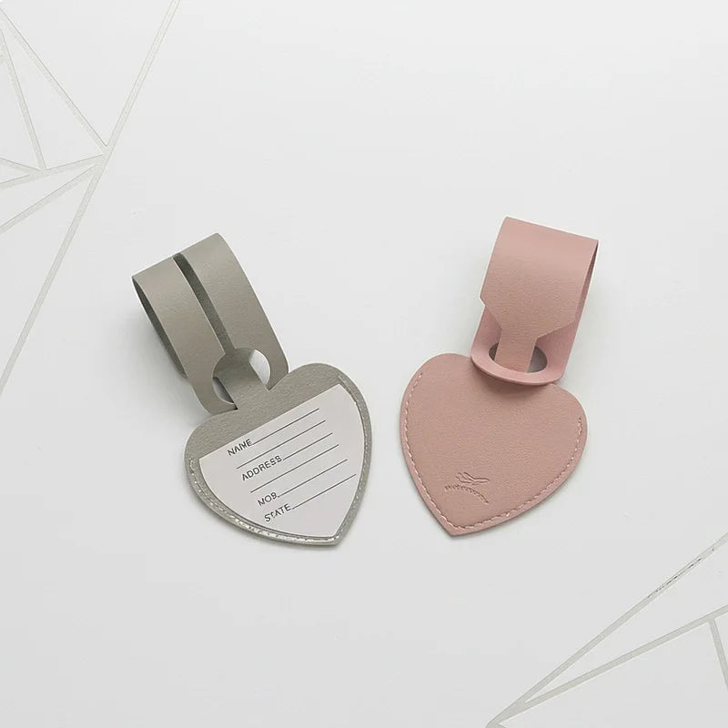 Creative Heart Shaped Leather Luggage Tag Write On Boarding Pass ID Tag Travel Gift