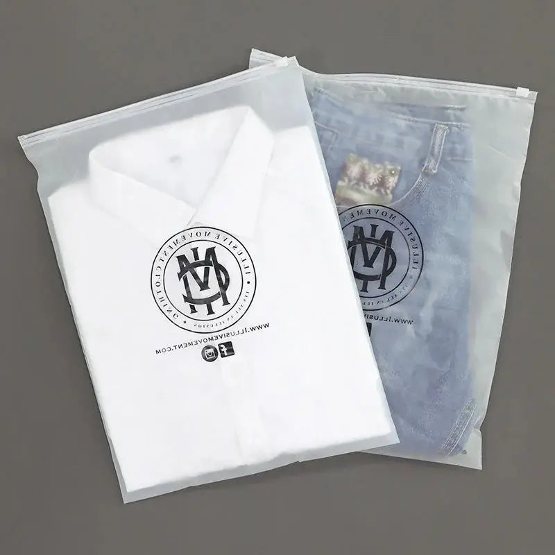 30/50/100pcs Matte Plastic Packaging Bags Waterproof Bags Zipper Garment Storage Bags Shirt Bags Sweatshirt Bags Custom Logo