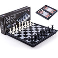 25CM Foldable Magnetic Chess Checkers Backgammon Game Board 3-in-1 Ideal Tabletop For Family Gathering