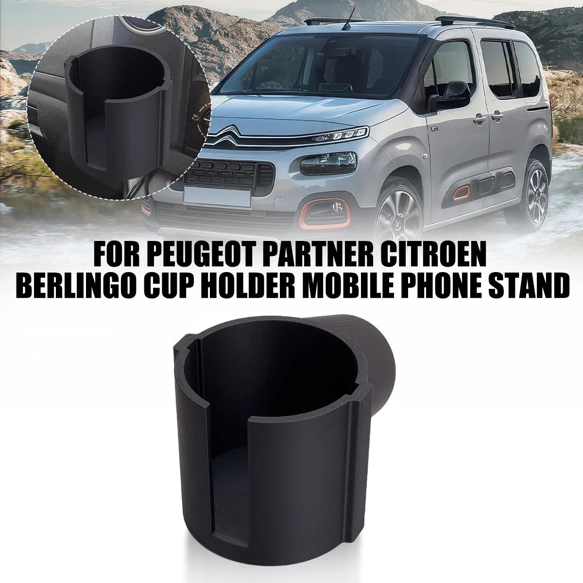 Car Interior Cup Holder Mounts Phone Holder Push Storage Beverage Rack Car Accessories for Peugeot Partner Citroen Berlingo