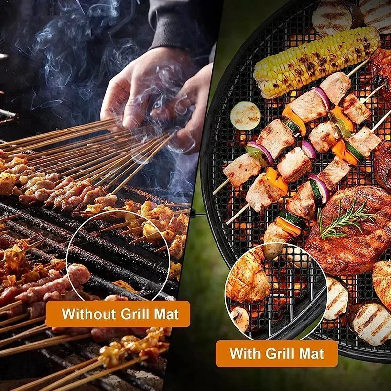 Non-Stick Grid Shape BBQ Mat Cooking Grilling Sheet Liner Fish Vegetable Smoker Grill Mats Barbecue Supplies Tools