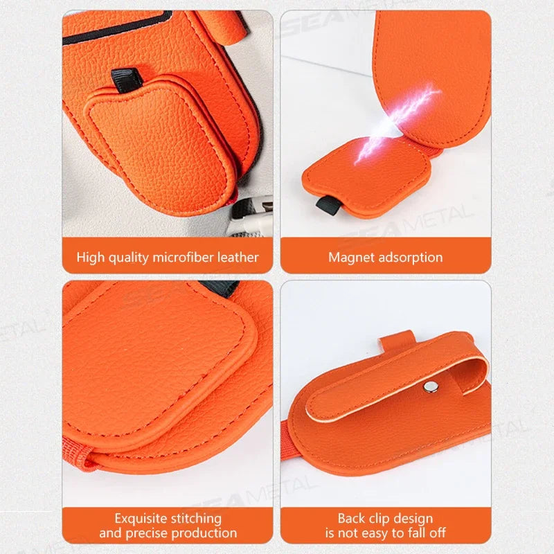 Car Sun Visor Glasses Holder Magnetic Sunglasses Clip Card Holder Storage Bag Scratch-Free Universal Eyeglasses Clip