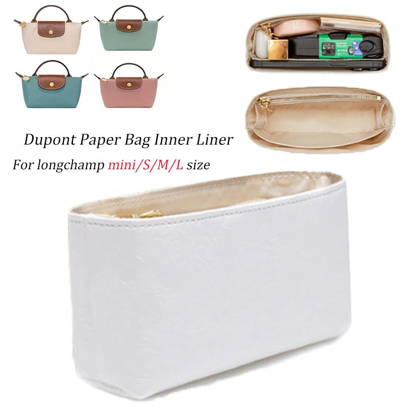 Waterproof Bage Inner Dupont Paper Support Hand Bag Shape For Longchamp Mini Size Pouch Bag Organizer Insert Bag Accessories