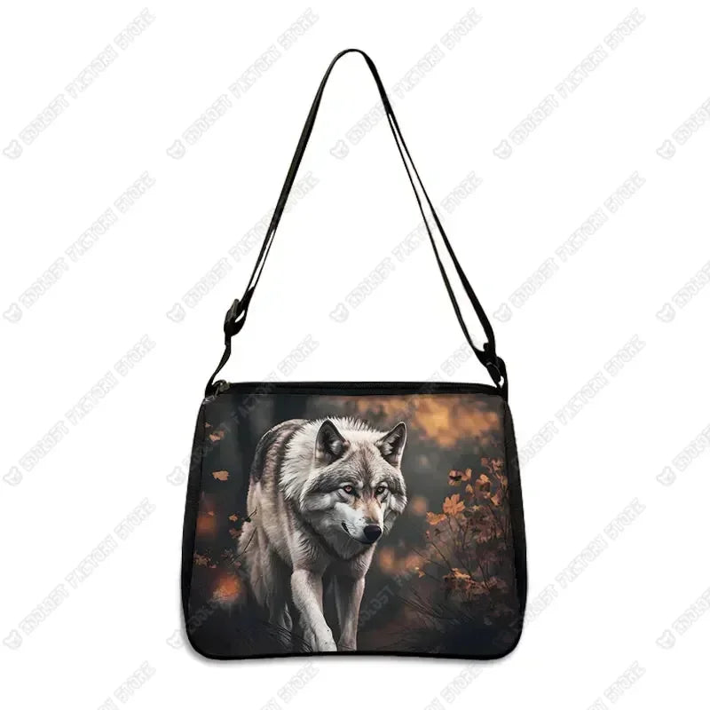 Howling Wolf Under The Moonlight Handbags Baby Wolf Messenger Bag Cool Howling Wolf Shoulder Bag Crossbody Bag Phone Holder
