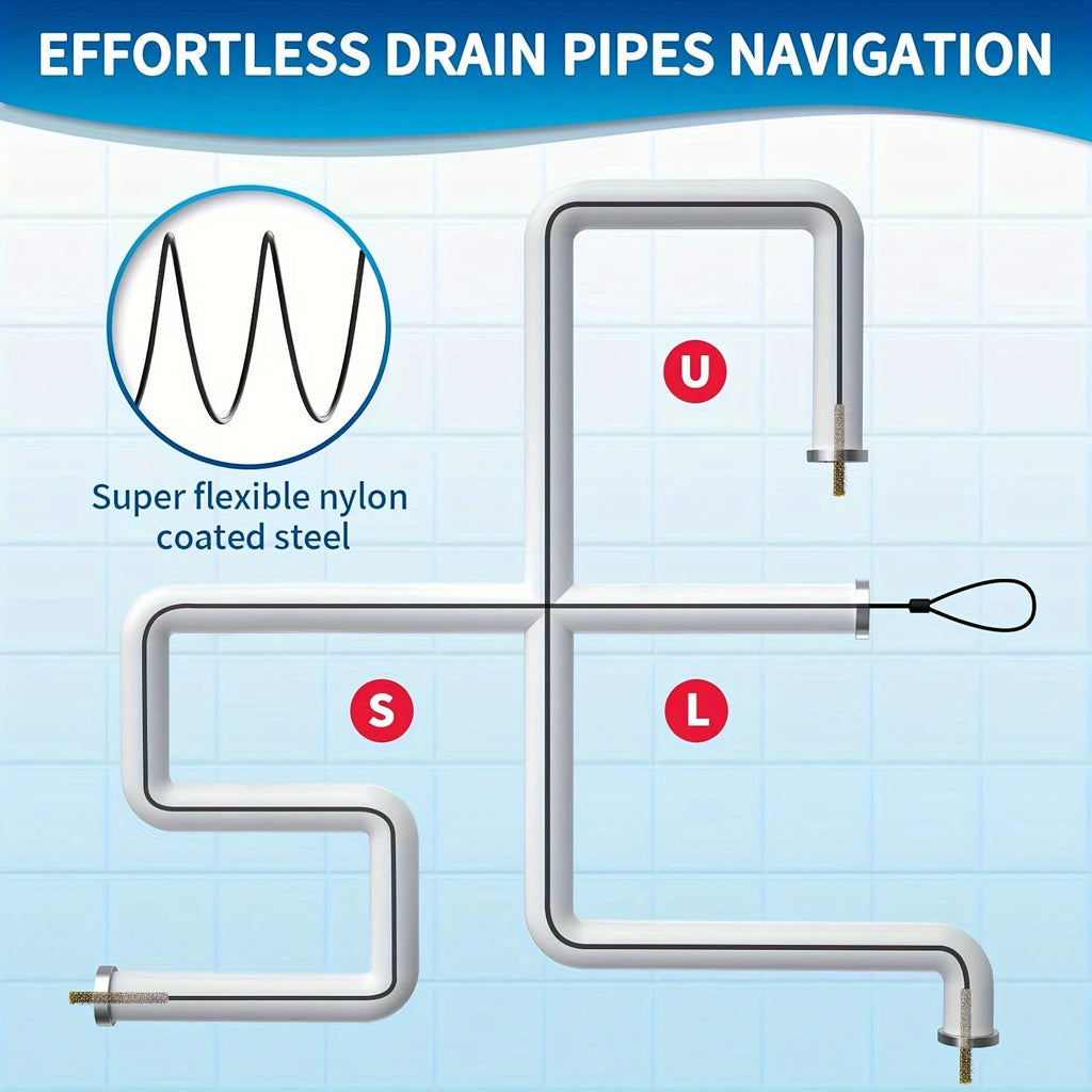 Drain Snakes for Unclogging Sink Made of Anti-Break Steel for Cleaning Shower Drain Bathroom Blockages and Kitchen Sink Cleaning