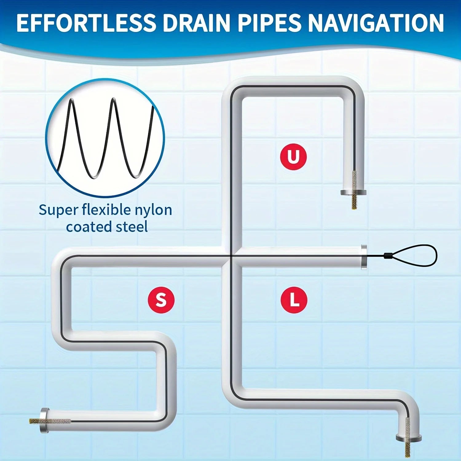 Drain Snakes for Unclogging Sink Made of Anti-Break Steel for Cleaning Shower Drain Bathroom Blockages and Kitchen Sink Cleaning
