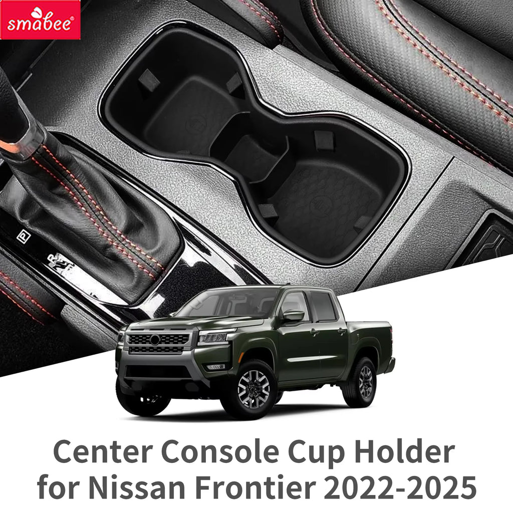 Smabee for Nissan Frontier 2022-2025 2026 Limiter Fixed Console Water Cup Holder Storage Box Tray Silicone Car Accessories Black
