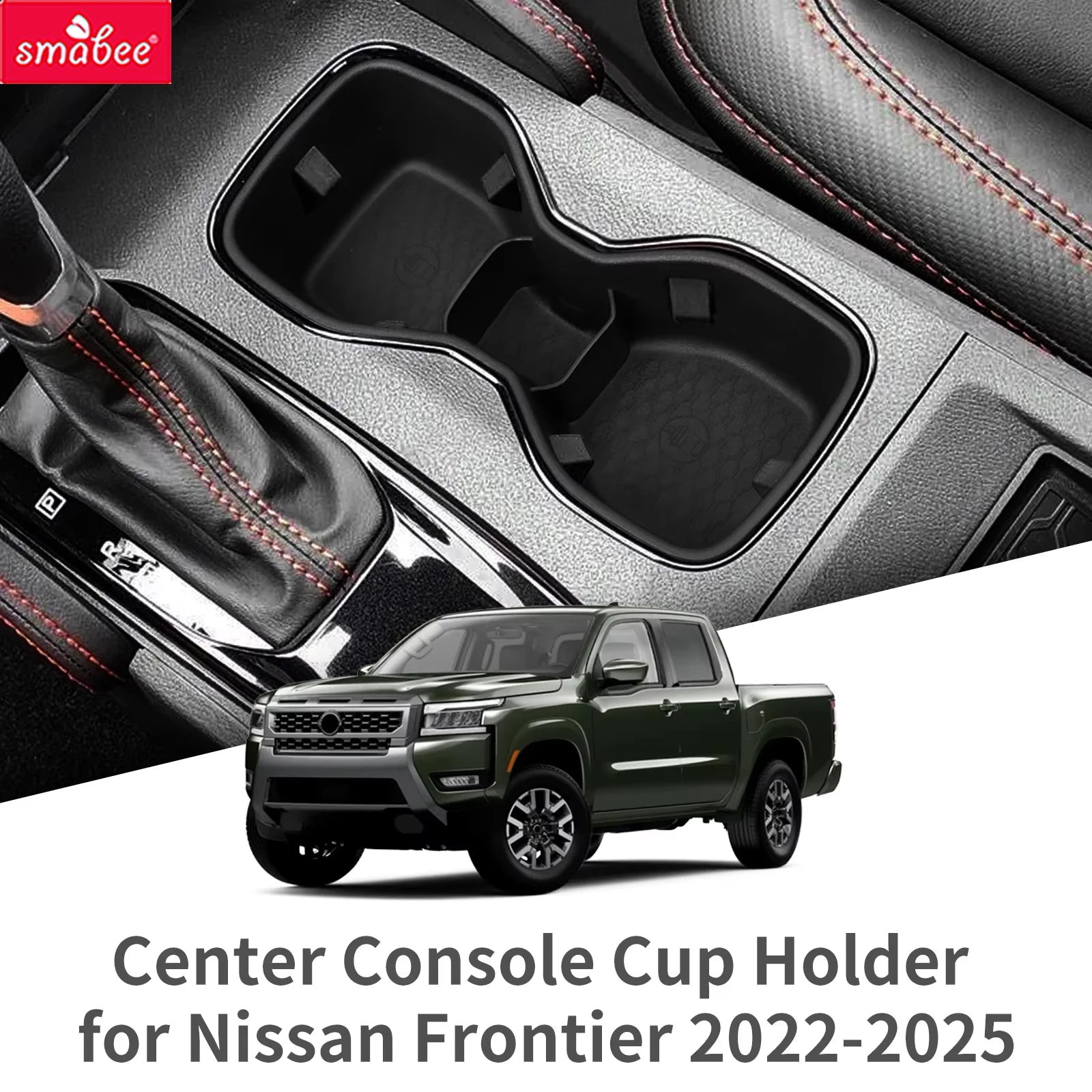 Smabee for Nissan Frontier 2022-2025 2026 Limiter Fixed Console Water Cup Holder Storage Box Tray Silicone Car Accessories Black