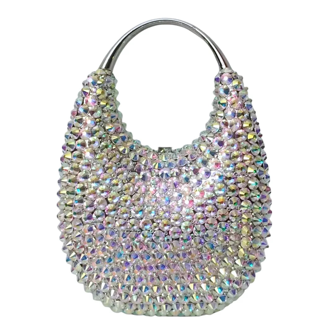 Evening Bag, Clutch, Luxury, 2023 - Crystal and Pearl Embellished Tote, Elegant Ladies Party Purse