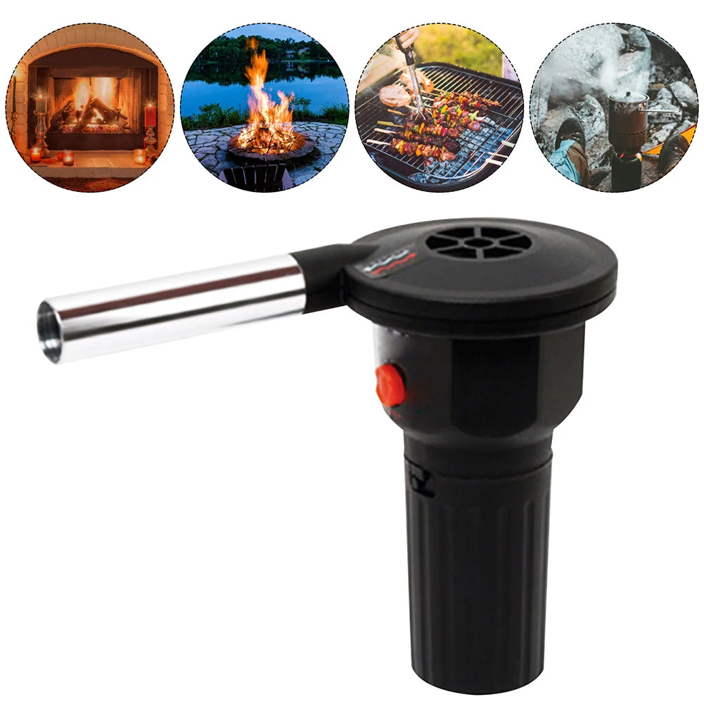 BBQ Fan Air Blower Handheld Outdoor Fan Air Blower Grill Accessories Aluminum Alloy Kitchen Tool for Picnic Camping Cooking