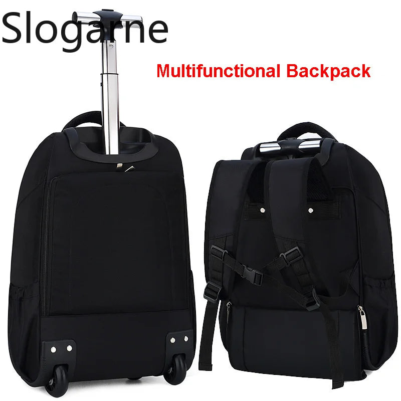 Multifunctional Trolley Backpack Men Business Trip Bags Large Capacity Waterproof Suitcase Laptop Travel Bag 2 Wheels Schoolbag