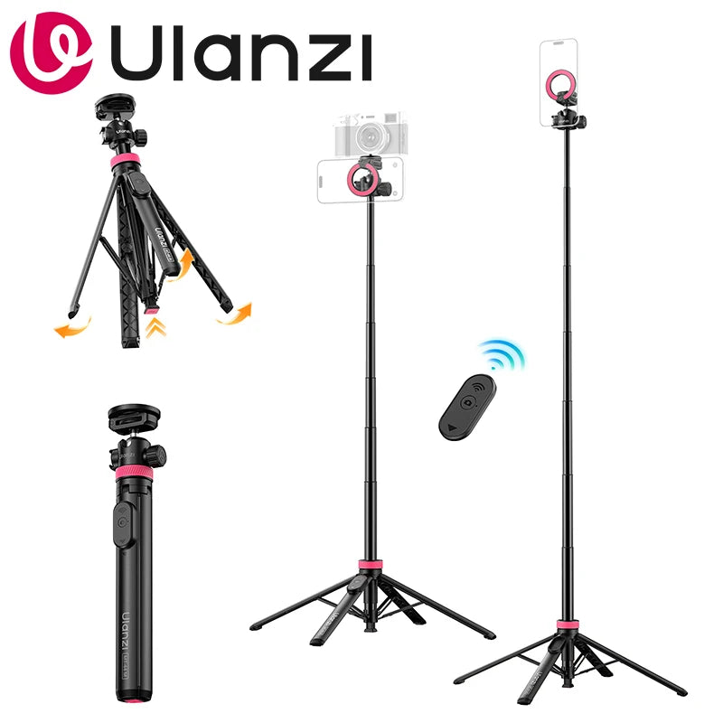 Ulanzi MT-44 M 2-in-1 Magnetic & 1/4' Selfie Stick Tripod 1.49M 360° Ball Head for Phone DSLR Camera Live Streaming