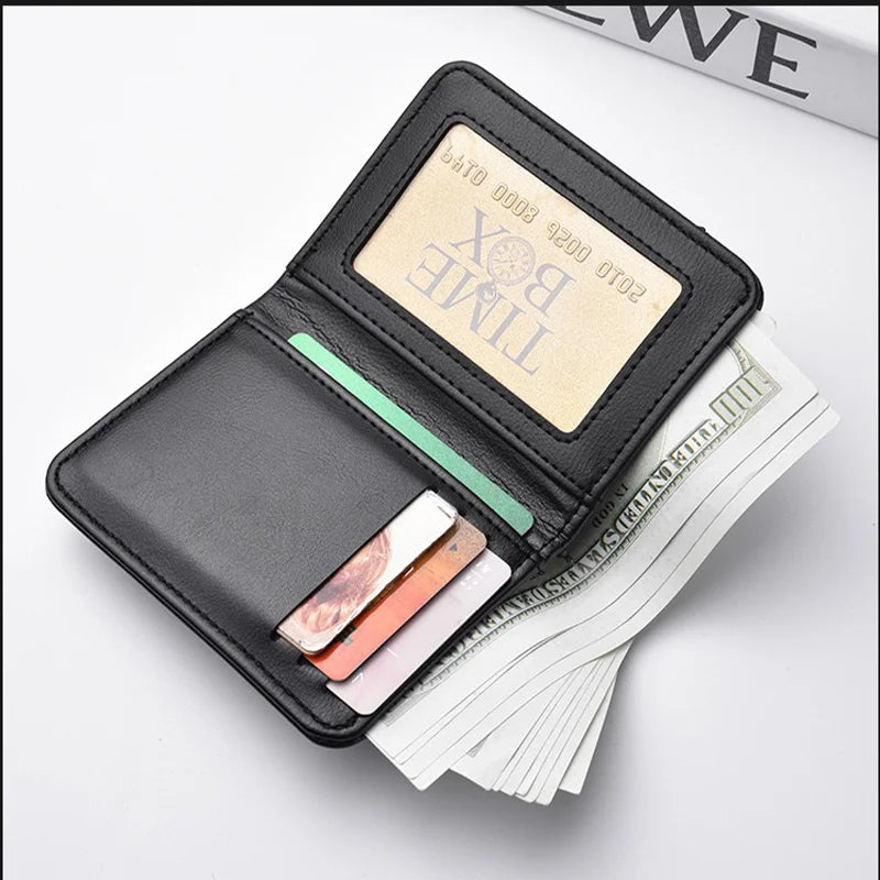 Leather Ultra-thin Mini PU Carbon Fiber Credit Card Holder Men Wallets Men For Seat Ibiza Ateca Arona Auto accessories interior