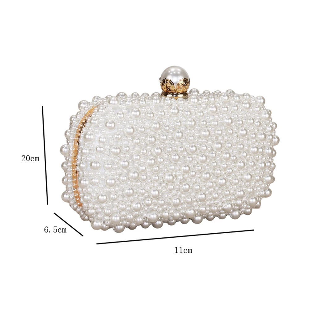 Ladies' new versatile pearl dinner bag fashionable pearl handbag light luxury and high-end white single shoulder crossbody bag