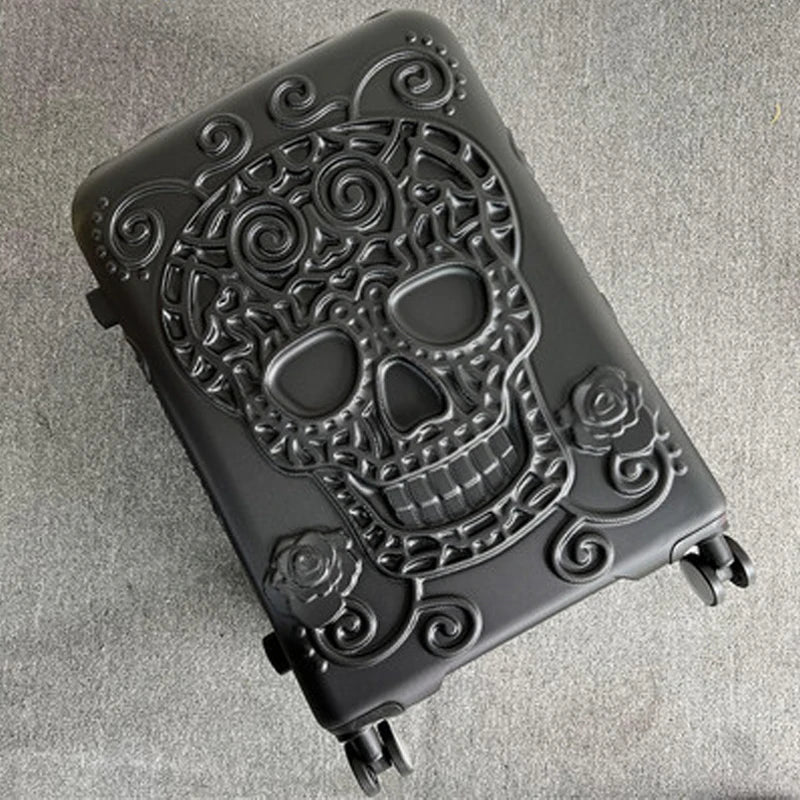 New 20'24'28'inch Skull High Quality Rolling Luggage Spinner Students Password Suitcase Carry on Trolley Suitcase Travel Bag