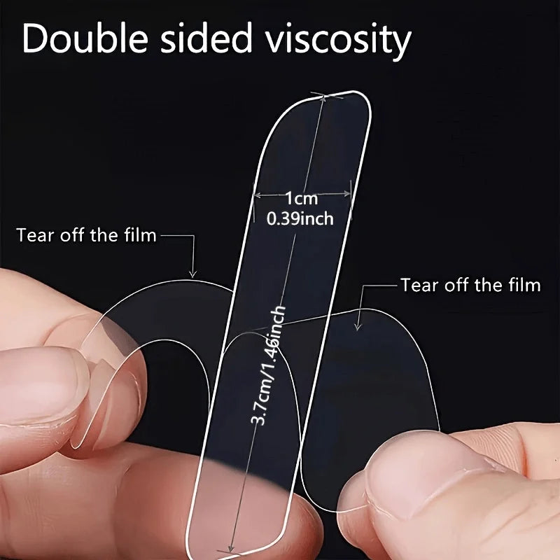 60Pcs/Box Double Sided Mounting Sticky Wall Strips, Clear Mounting Strong Sticky Wall Strips Transparent Tape Without Cropping