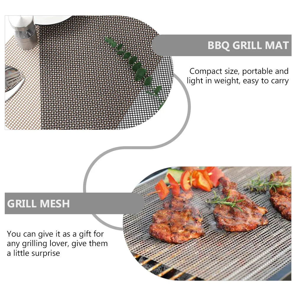 2Pcs Bbq Grill Mesh Mats Non Stick Outdoor Barbecue Picnic Portable Lightweight Durable Compact Size Grill Mesh