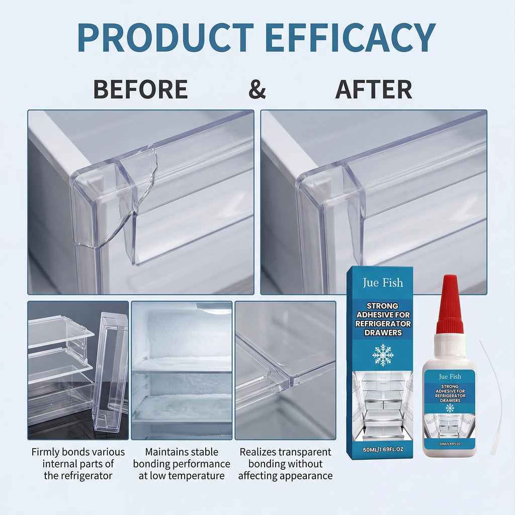 Fridge Drawer Repair Adhesive No Nail Strong Bond Instant Fix Freezer Interior Parts Glue Transparent Waterproof Household