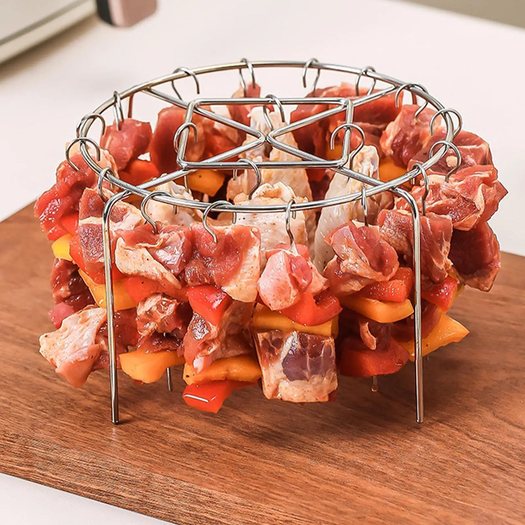 NEW Air Fryer Grill Skewer Rack Round 360 Even Cooking Heat Resistant Stainless Steel Air Fryer Grilling Rack For Baking Kabobs