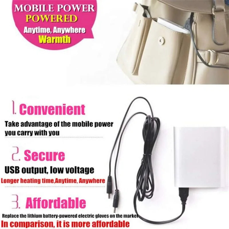 USB Heated Gloves Rechargeable Control Fingerless Warm Thermal Electric Gloves for Winter Outdoor Skiing Camping Hiking Cycling