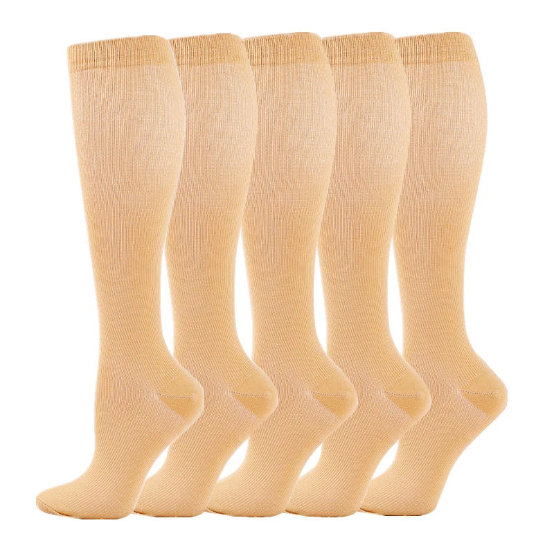 5 Pairs Compression Socks Women Medical Varicose Socks Diabetes Nurse Sports Socks Running Bicycle Basketball Football 20-30mmgh